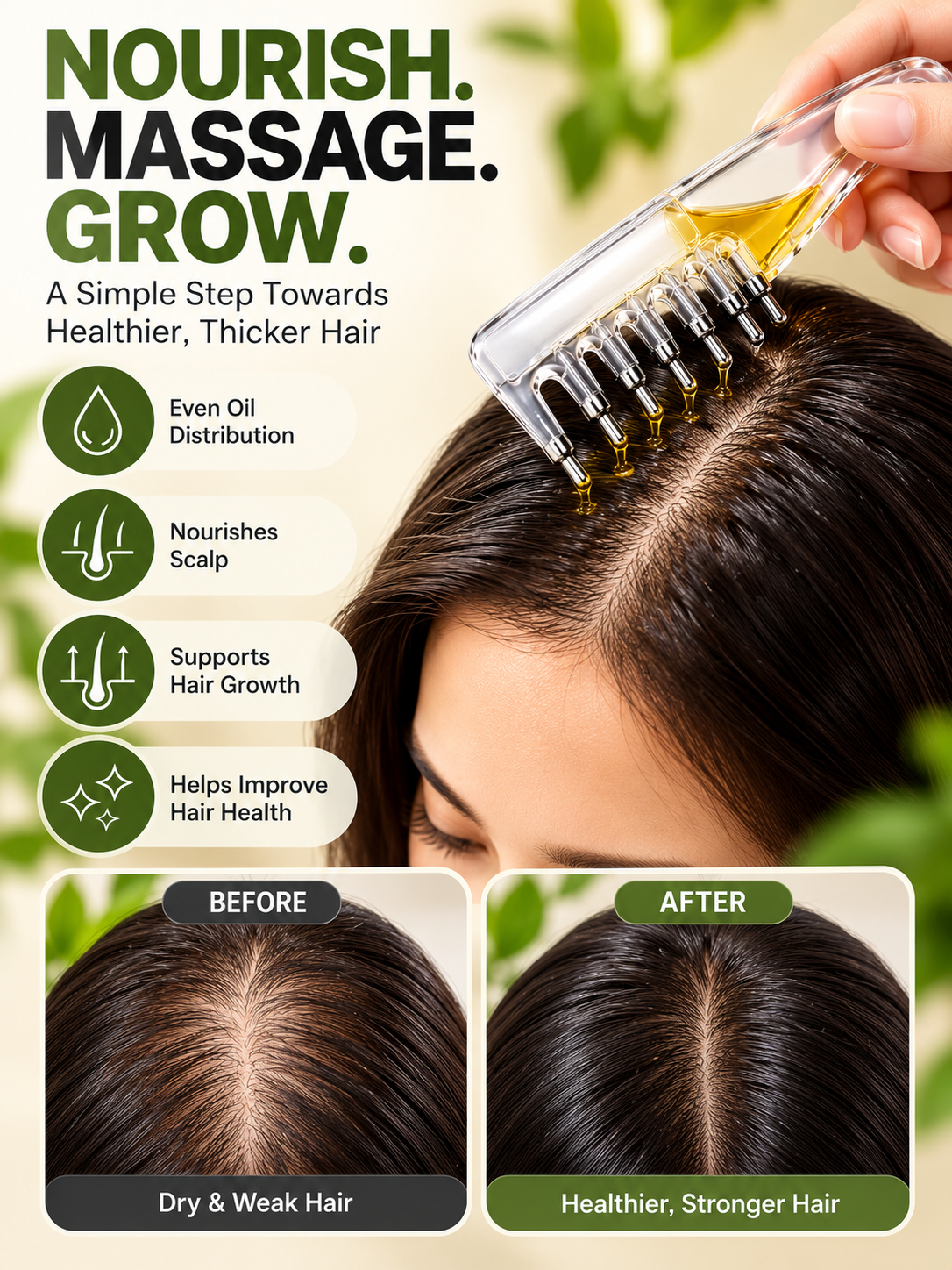 3-in-1 Hair Oil Applicator Comb
