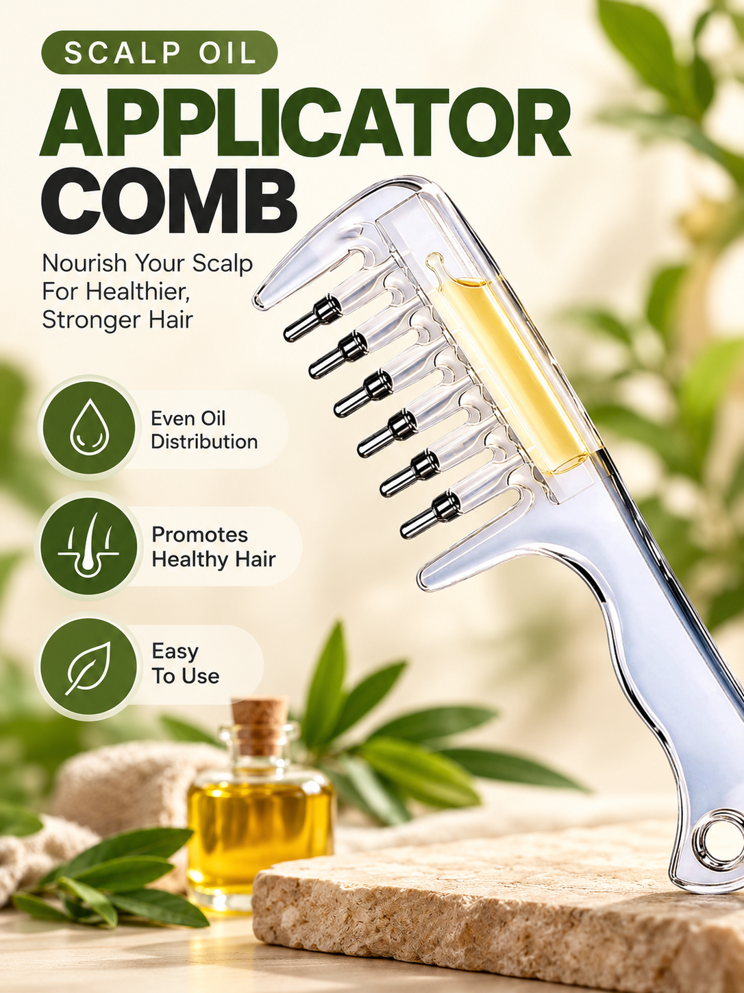3-in-1 Hair Oil Applicator Comb