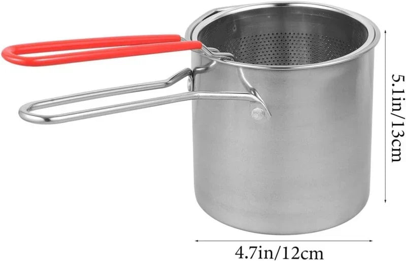 Stainless Steel Deep Fryer Pot with Strainer Basket